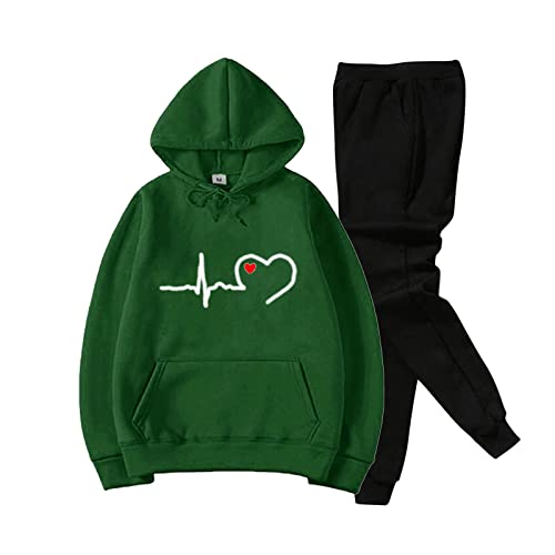 Sudadera deportiva de dos piezas para hombre y mujer con estampado de letras, pantalones deportivos, unisex, sudadera deportiva, chándal, sudadera con capucha + pantalón con capucha para otoño e