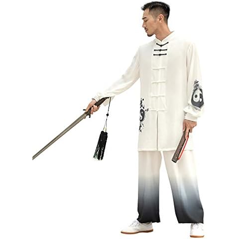 KSUA Unisex Kung Fu Martial Arts Uniform Silk Linen Long Sleeves Tai Chi Clothing for Excerises Qi Gong Kung Fu Wung Chun (XXXL, MEN) Cover