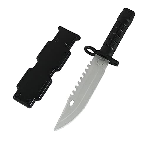 Zonzxcv Prop Knife Toy for Kids - Safe Fake Knife for Halloween Party, 10 Inch (Black with Scabbard)