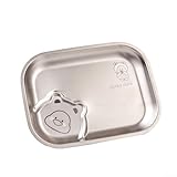 Pumixiy Plato llano de acero inoxidable 304 inastillable, apto para lavavajillas, bandeja de alimentos para niños, bandeja de alimentos irrompible para la escuela, jardín de infantes, uso al aire