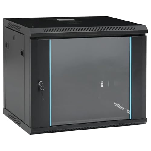 Gabinete de Datos, Montaje en Pared o Piso, tamaño de Bastidor estándar for el hogar, Oficina, Sala de servidores, computadora, Audio con Puerta de Vidrio con Cerradura