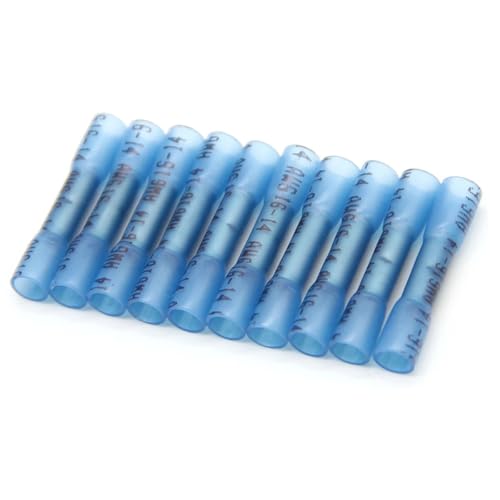 100 Pcs of Blue Heat Shrink Butt Wire Splice Connectors Crimp Terminals Kit