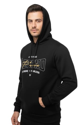 Image of Amazon Brand - INKAST Men Hooded Sweatshirt with Minimal Print | Casual wear | Stylish Winter Hoodie with Drawstrings | Kangaroo Pockets | Pullover
