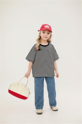 Girls Striped Color Block Short Sleeve T Shirts Casual Crewneck Cute Tee Tops4