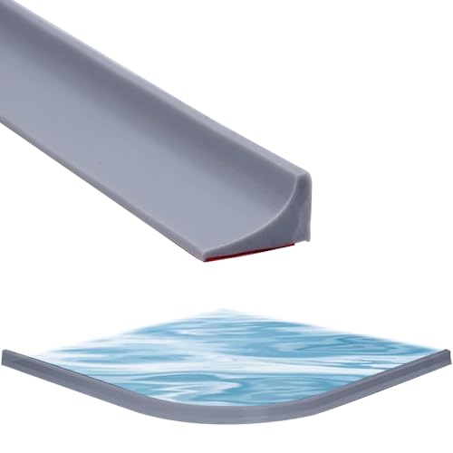 Riisoyu 1.5M Silikon Wasserstopper Dusche Schwallschutz, Selbstklebend Wassersperre für Küche und Bad Duschschutzleiste zur Abdichtung Wasserdamm für Duschtür und Waschbecken (Grau)