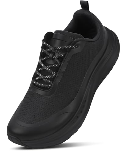 Image of KESCOO Wide Toe Box Non Slip Work Shoes for Men Food Service Kitchen Restaurant Chef Shoes Cushioned Water-Resistant Slip-Resistant Walking Sneakers Black
