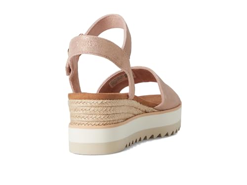 Image of TOMS Women's Diana Wedge Heel Sandal, Leather Upper, Rope-Wrapped Midsole, Adjustable Strap, Buckle, OrthoLite Insole