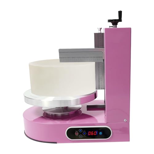YUMIONB Cake Decorating Machine, 110-220V 200W Cake Cream Spreading Machine 4-12inches Tabletop Cake Cream Spreading Machine with LCD Display for Households, Cake Shops, Dessert Shops (Pink)