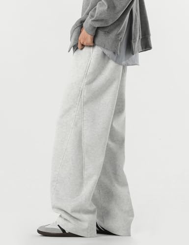 Men's Casual Wide-Leg Gray Sweatpants with Comfortable Loose Fit and Soft Fabric, Perfect for Streetwear2