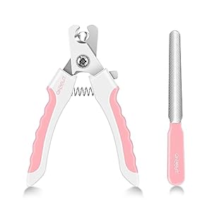 OneCut 6″ Dog Nail Clippers for Small, Medium and Large Breed Professional Pet Nail Trimmers -Suitable for Cats, Rabbits and Guinea Pigs with Safety Guard to Avoid Over Cutting (Pink)