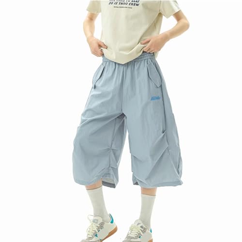Hewlshawn Women's Capri Pants Y2K Hip-hop Knee Length Long Wide-Leg Casual Baggy Bermuda Cargo Shorts for Summer4