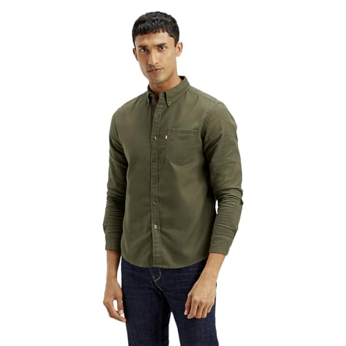 Image of Levi's Men's Solid Slim Fit Shirt Olive