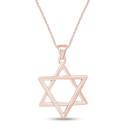 Star of David Pendant Necklace in 14k Gold Over 925 Sterling Silver – Jewish Religious Symbol Jewelry for Women, 18