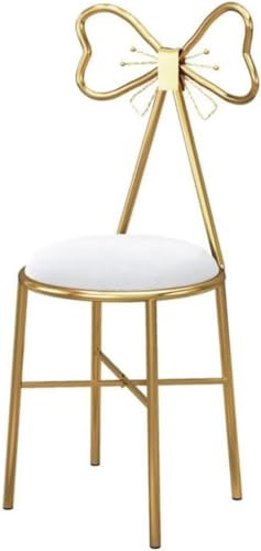Silla de tocador Rosa for niñas - Taburete de Respaldo Alto de Terciopelo for Maquillaje, Maquillaje con Bonito Lazo, for Dormitorio de niñas, Tienda de Ropa, vestidor(White)