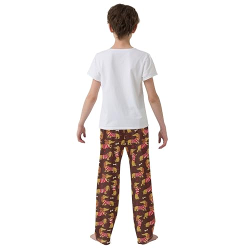 ZZXXB Dachshund Dog Bone Boys Long Pants Soft Trousers Elastic Waist Kids Lounge Bottoms with Pockets S-XL3