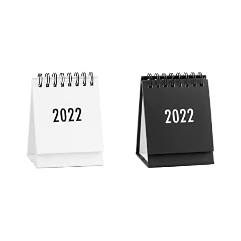 2 Pack Mini Desk Calendar 2022, Pocket Calendar for 2022, Portable Weekly Monthly Calendar from October 2021 to December 2022, Small Calendar with Stickers for Desk Work Table on Home Office School Cover