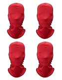 4 Pack Full Face Mask Hood Cover, Red Halloween Cosplay Faceless Skin Masks, BW 2nd Skin Masks Costume Cloth (Red 4 Pack)