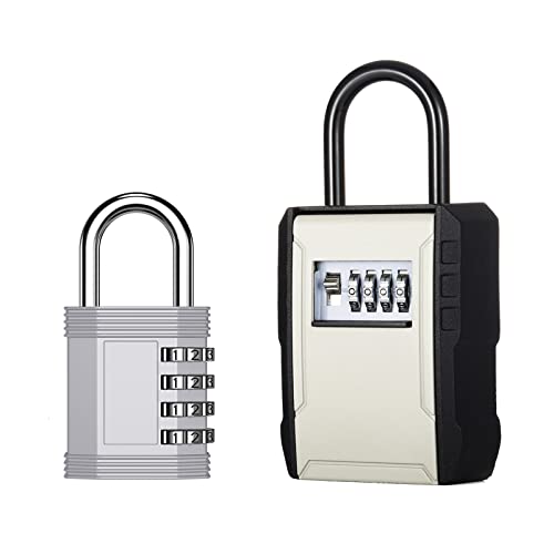 Zhege Combination Locker Lock, 4 Digit Outdoor Padlock For Gym, School, Gates, Doors, Key Lock Box For Outside, Lockbox For Keys Outdoor, 4 Digit Combination Key Box Wall Mount Or Hang On Door Knob #TOP11