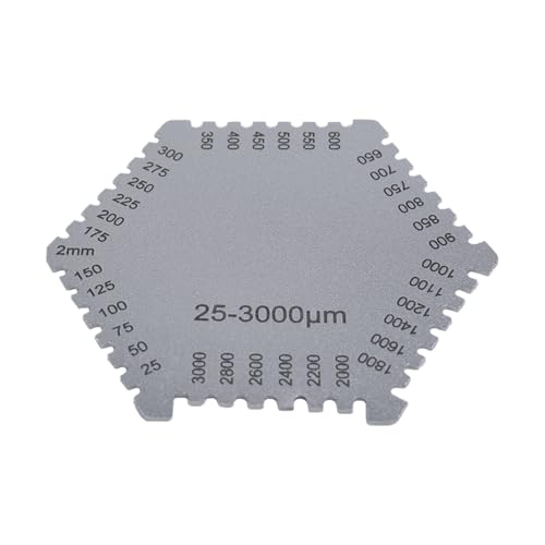 CENPEK 25-3000um Nassfilmkamm, Nassfilmmessgerät aus Edelstahl, hochpräzise sechseckige Nassfilmdickenmessgeräte zur Messung der Lackdicke