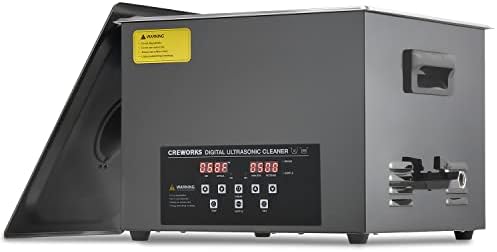 CREWORKS 15L Digital Ultrasonic Cleaning Machine with Degas and Gentle Mode, 360W Ultrasonic Cleaner Machine with Heater and Timer, 4 gal Ultrasound Cleaner for Retainer Watch Auto Tool Machine Part