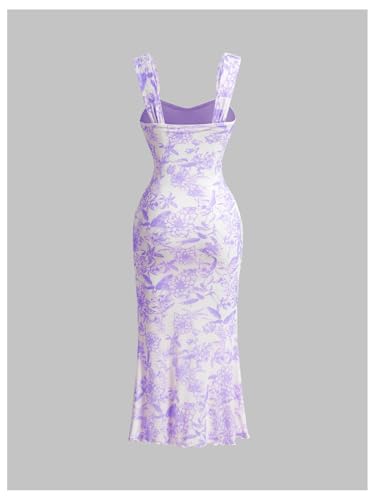 Image of GORGLITTER Women's Floral Summer Wedding Guest Dress Ruched Cocktail Party Bridal Shower Formal Beach Midi Sun Dresses