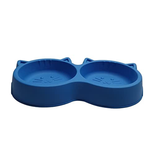 Pet Injet Comedouro Duplo Gato Luxo Azul Para Gatos