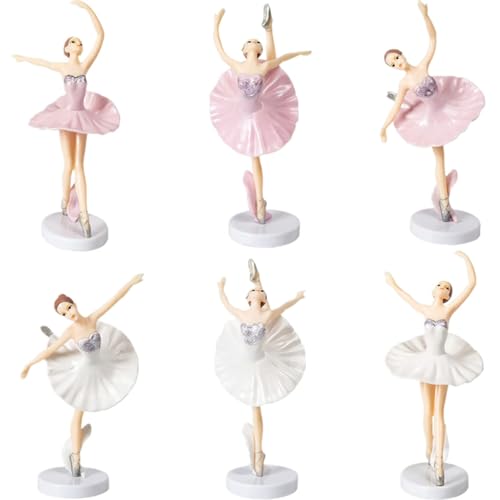 Uoeo 6 Pcs Ballet Girl Cake Topper Dancing Ballerina Girl