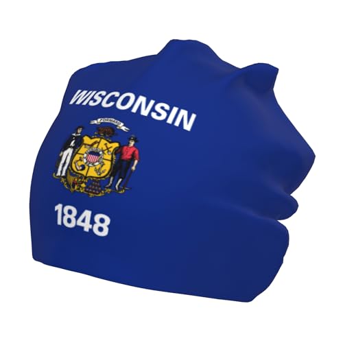 Flag of Wisconsin Children Hip Hop Knitted Hat Kids Elastic Leisure Knit Cap Warm Sleep Beanies Black
