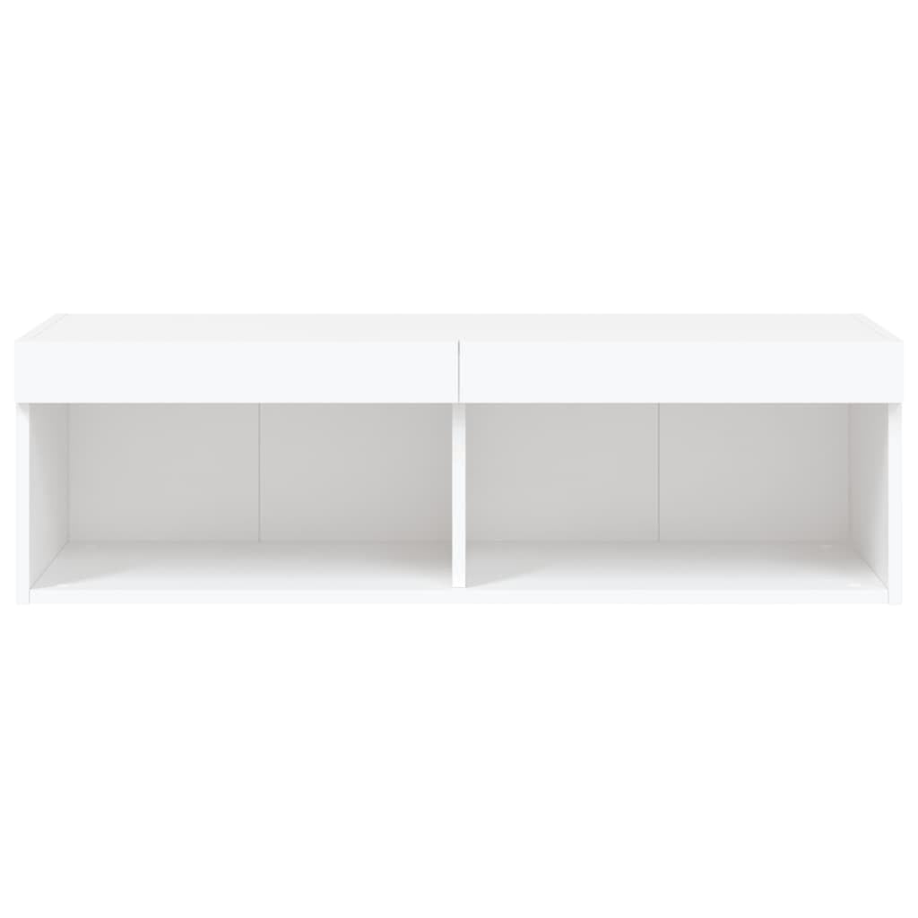 vidaXL Mueble para TV con Luces LED, Soporte Flotante con Almacenaje, Armario Consola de Pared, Mueble Multimedia de Salón Dormitorio, Blanco