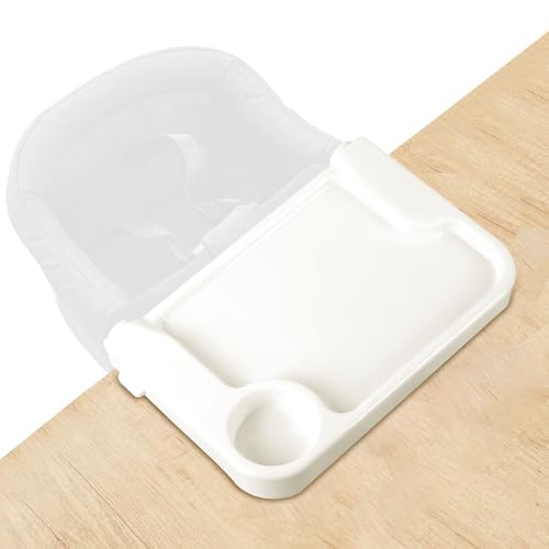 Baby Dining Tray Compatible with Toogel Hook On High Chair Portable Replacement Feeding Tray for Clip-On Fast Table Chair Ideal for Baby Toddler Perfect for Meal Restaurant BPA Free Plastic - White