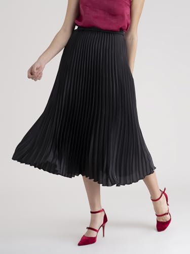 Image of FableStreet Women Skirt Casual & Festive | Elegant Flared Fit High Rise Knife Pleats All-Over Floral Print | Wrinkle-Resistant Woven Fabric for Summer & Outings