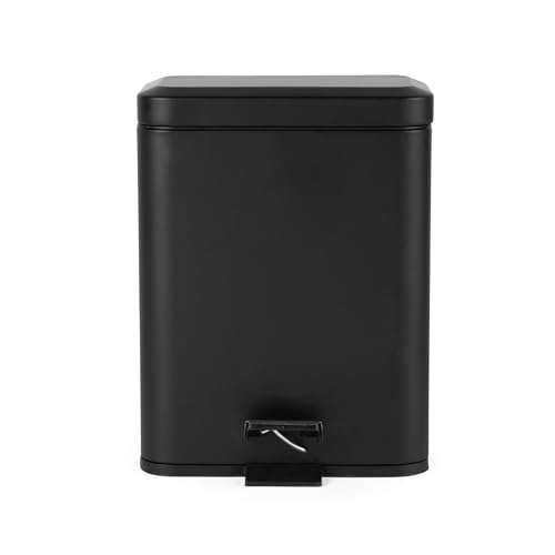Beldray Pattumiera a doppio scomparto, pattumiera rettangolare, 5 litri, secchio interno rimovibile, pedale, grande pattumiera per ufficio, bagno, camera da letto, nero, LA035235BLKFEU7