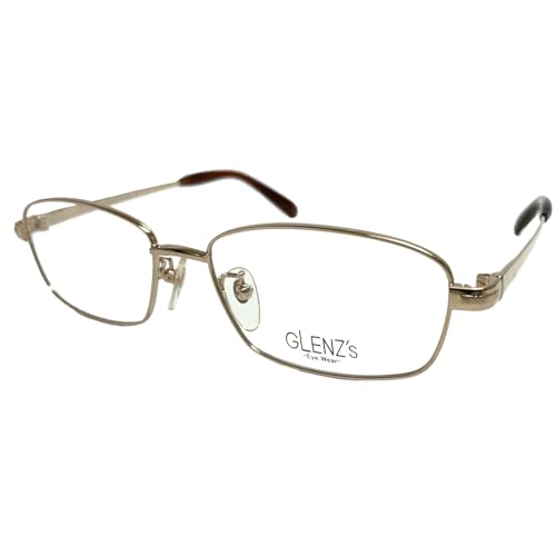 [Megane Style] GLENZ's 日本製 メガネ スクエア メタル フレーム ゴールド 金縁 メンズ 男性 紳士 伊達メガネ 度なし かっこいい GL-5005 (フレームのみ)