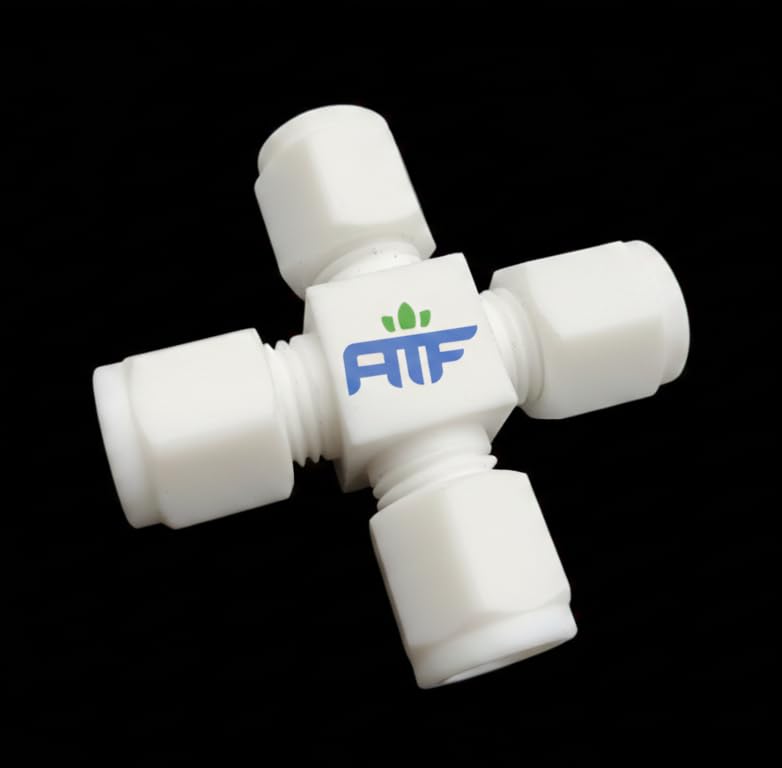 PTFE/TEFLON CROSS UNION FERRULE FITTING OD X 4 Way (1/16"OD X 4 WAY)-image-35