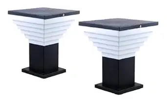 BrightLyt Water Proof Stairs Shape Outdoor Lamp for Pillar, Gate Light for Boundry (Black) - Set of 2