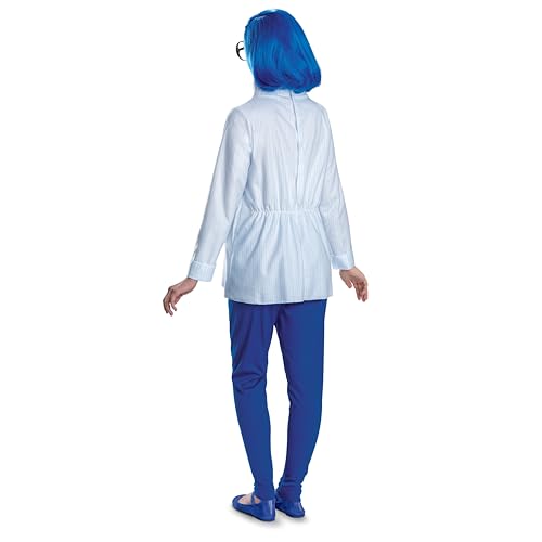 Disguise Inside Out Sadness Costume Official Deluxe Inside Out Halloween Costume and Wig Adult Size (12-14)