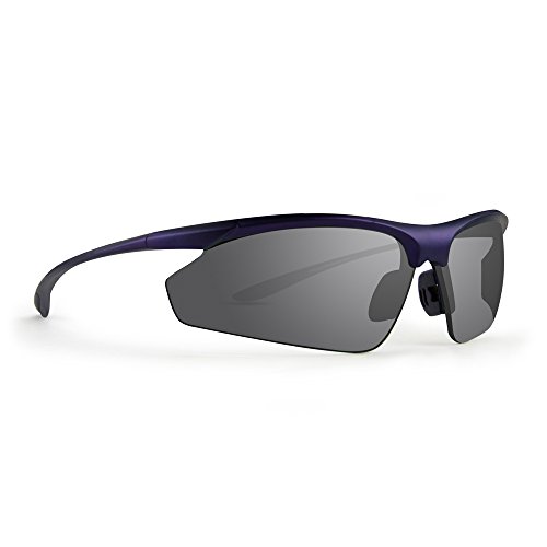 Epoch Eyewear 6 Sport Sunglasses with Purple Polycarbonate Frame and Polarized Super-Hydrophobic Smoke Lens