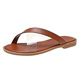 ZTFYKLIN Chanclas Mujer Blancas Sandalias De Verano Para Fondo Mujer, Con Cinturón Inferior, (Brown, 38) 42 Zapatos Elegantes Barefoot Dedo Cuña Esparto Chancletas Tacon Bajo Rojas Plataforma