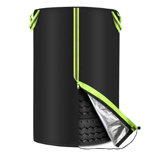 MaxEarn Ø72cm x H117cm Auto Reifentasche, Universale Reifenabdeckung für 4 Reifen, 210D Oxford Reifen Aufbewahrung Tasche mit Reflektierende Streifen, Autoreifen Hülle mit Reißverschluss und Tunnelzug