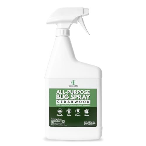 Cedarcide All-Purpose Bug Spray | Kill and Control Mosquitos, Fleas, Ticks, Ants | Made with Natural Essential Oils | Use on People, Pets & Kids (Cedarwood, Quart (32 Oz.))