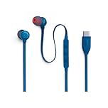 JBL Tune 310 C Hi-Res Wired Earbuds with Microphone, Flat Tangle-Free Cable, 3-Button Remote, EQ Presets Control and Volume Adjustment, Blue