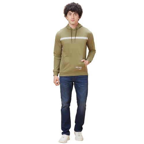 Image of Being Human Olive Regular Fit Long Sleeves Men's Hoodie Clothing