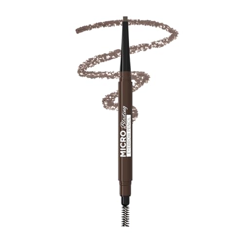 Glam21 Micro Blading Eyebrow Pencil | Brow Pencil With Spoolie | Long-lasting and Natural-looking Results | Define & Blend Brow Pencil | 0.3gm (Dark Brown)