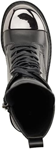 DKNY Women's Leather Smooth Metal-Cap-Toe Boot Combat, BLK/DK Gun, 9.5 | Image 3