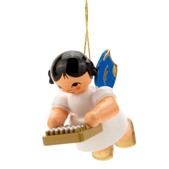 Kunstgewerbe Uhlig Christbaumschmuck Engel schwebend mit Kalimba -...