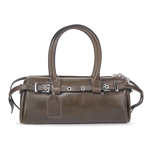 Genuine Leather Shoulder Purses Leather Crossbody Handbag Top Handle Bag Bowling Bag Purses Handbags For Women