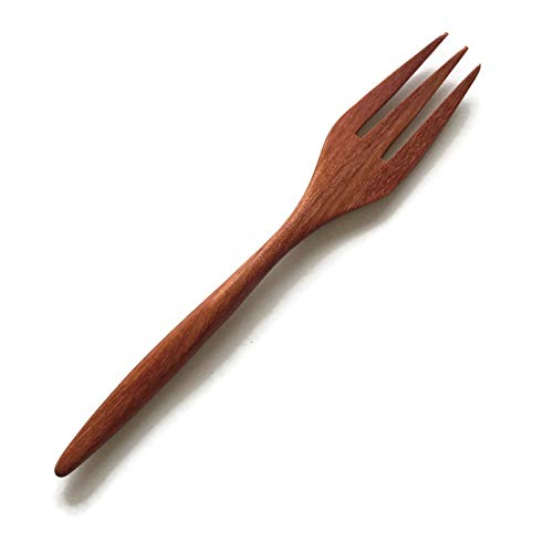 My2T Red Wood Small Fork Natural Wooden Handmade Craft Dinner Flatware Tableware 5.12"