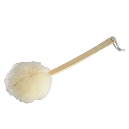 PACKOVE Flor de Baño de Madera Esponja de Ducha con Mango para Exfoliación Corporal para Spa Casa Toalla de Baño