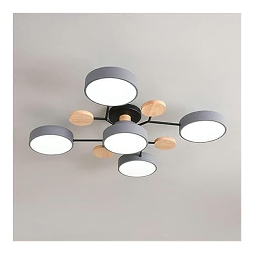 ZhNPJE techo circular acrílico LED lámpara de techo nórdico moderno semi empotrado techo cerca de las luces de techo para sala de estar comedor dormitorio pasillo cocina (G-5 cabezas, luz cálida