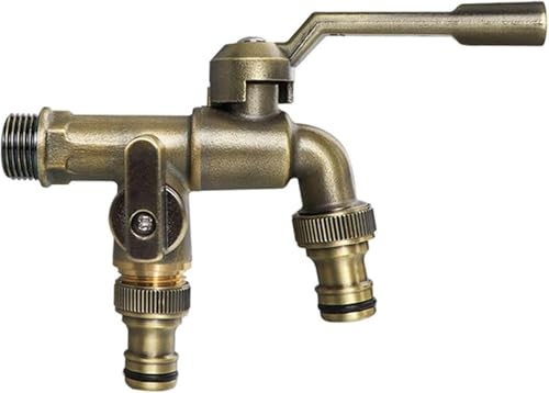 Wangyaohan Antikes Messing, dekorativ mit Doppelkopf, Garten an der Außenwand, Bronze Doppelkopf außen für Gartenbewässerung